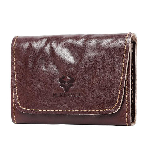 HUMERPAUL HU115 Hand-embossed Vegetable Tanned Leather Credit Card Wallet Coin Pouch