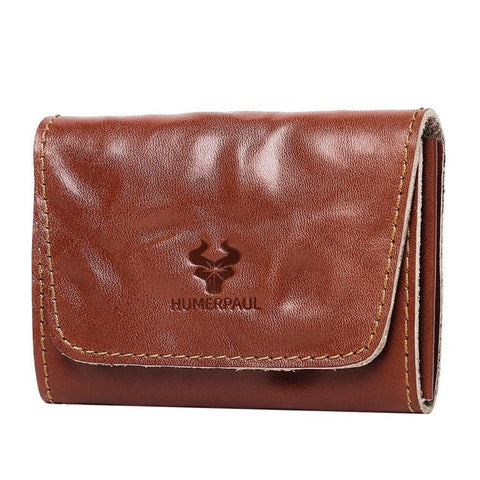 HUMERPAUL HU115 Hand-embossed Vegetable Tanned Leather Credit Card Wallet Coin Pouch