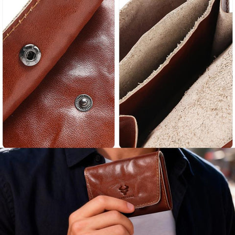 HUMERPAUL HU115 Hand-embossed Vegetable Tanned Leather Credit Card Wallet Coin Pouch