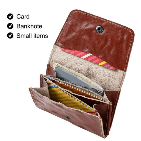 HUMERPAUL HU115 Hand-embossed Vegetable Tanned Leather Credit Card Wallet Coin Pouch