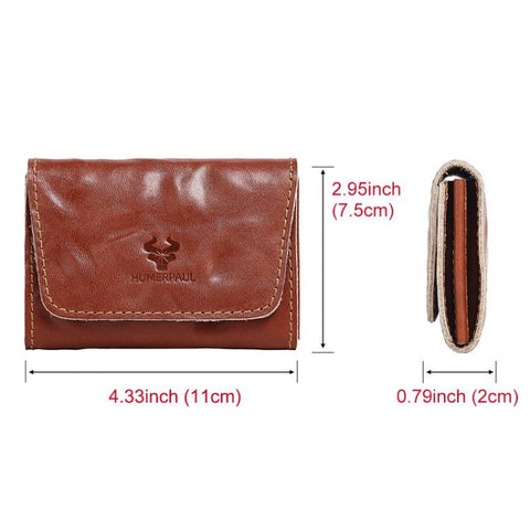 HUMERPAUL HU115 Hand-embossed Vegetable Tanned Leather Credit Card Wallet Coin Pouch