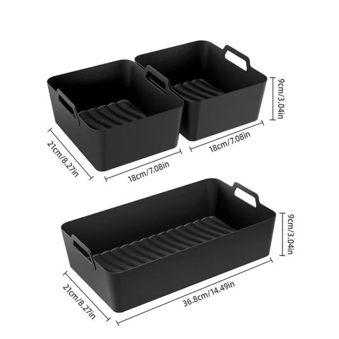 Silicone Air Fryer Liners for Ninja Foodi Dual AF500 / DZ071 Reusable Rectangular Baking Tray with Handles, Integrated Model, 2-in-1 Model