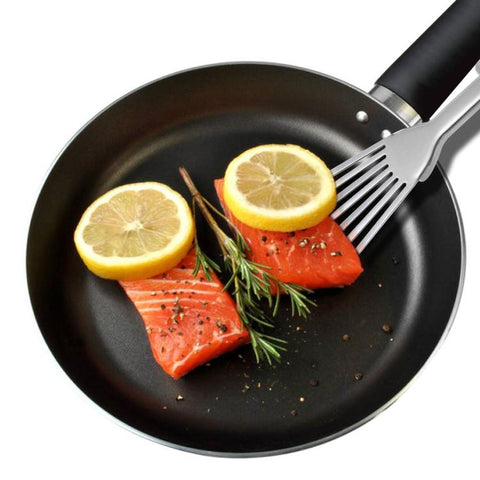 LsCook Household Stainless Steel Steak Fish Spatula Multi-Functional Slanted Strainer Spatula, 32.5 x 8cm