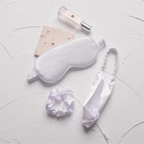 Imitation Silk Satin Sleep Mask Set 3-Piece Night Sleep Set with Eye Mask, Elastic Headband, and Hair Scrunchie