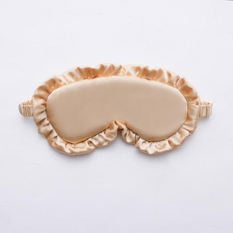 Faux Silk Satin Sleep Mask with Ruffle Edge Soft Breathable Eye Mask Light Blocking Blindfold with Elastic Strap