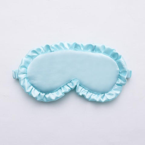 Faux Silk Satin Sleep Mask with Ruffle Edge Soft Breathable Eye Mask Light Blocking Blindfold with Elastic Strap