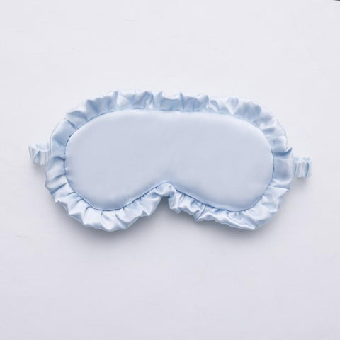 Faux Silk Satin Sleep Mask with Ruffle Edge Soft Breathable Eye Mask Light Blocking Blindfold with Elastic Strap