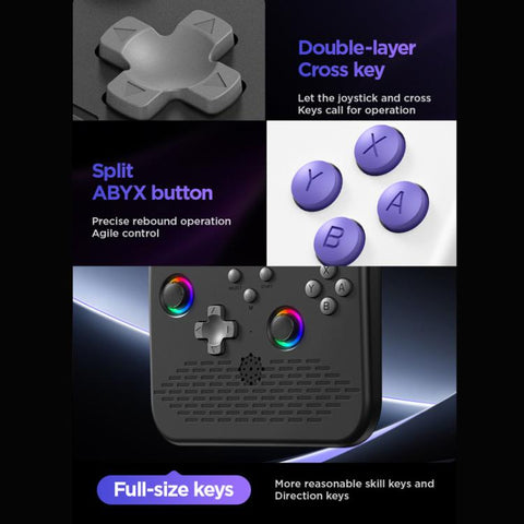 H5 5 Inch IPS HD Handheld Game Console With RGB Ambient Light Retro Mini Arcade, Portable Game Machine, Black Body Grey Key 64G, White Body Purple Key 64G, Black Body Purple Key 64G, White Body White Key 64G, Black Body Grey Key 128G                   ...