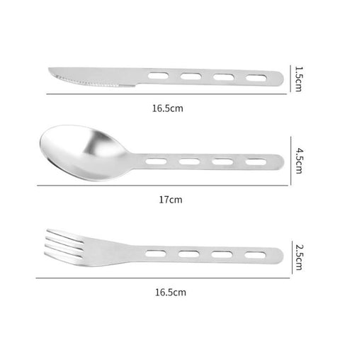 Outdoor Camping Cutlery Set Stainless Steel Knife Fork Spoon, LsCook 3-Piece Set