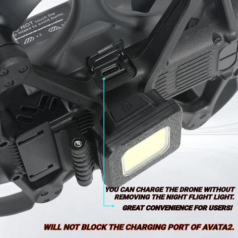 For DJI Avata 2 Night Flight Light Rechargeable LED Fill Light with 3 Light Modes, 180-degree Adjustable Angle Searchlight