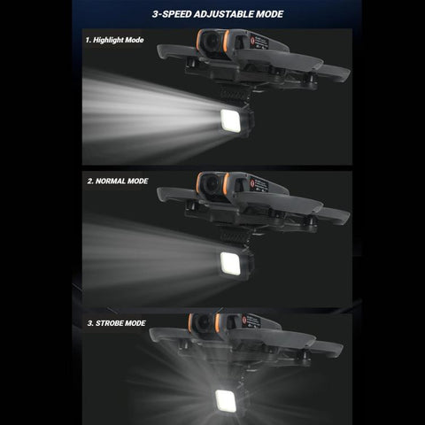 For DJI Avata 2 Night Flight Light Rechargeable LED Fill Light with 3 Light Modes, 180-degree Adjustable Angle Searchlight