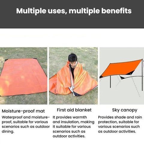 3 In 1 Multifunctional Emergency Blanket Portable Outdoor Moisture-Proof Mat & Survival Tarp