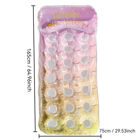 Inflatable Thickened Floating Bed Water Air Lounger, Yellow Lemon, Watermelon Pattern, Strawberry Pattern, Lime Pineapple Pattern, Sequined Starry Blue, Sequined Starry Pink, Sequins Watermelon Pattern, Sequins Strawberry Pattern, Sequins Mermaid      ...
