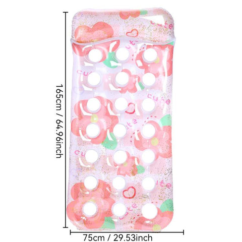 Inflatable Thickened Floating Bed Water Air Lounger, Yellow Lemon, Watermelon Pattern, Strawberry Pattern, Lime Pineapple Pattern, Sequined Starry Blue, Sequined Starry Pink, Sequins Watermelon Pattern, Sequins Strawberry Pattern, Sequins Mermaid      ...