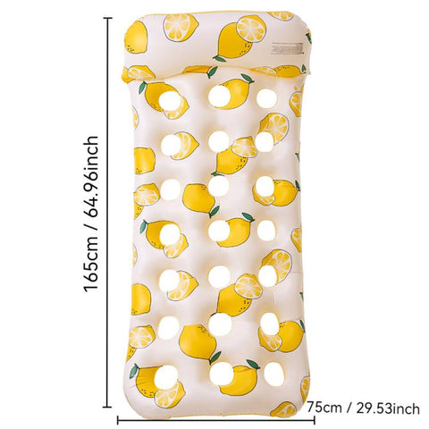 Inflatable Thickened Floating Bed Water Air Lounger, Yellow Lemon, Watermelon Pattern, Strawberry Pattern, Lime Pineapple Pattern, Sequined Starry Blue, Sequined Starry Pink, Sequins Watermelon Pattern, Sequins Strawberry Pattern, Sequins Mermaid      ...