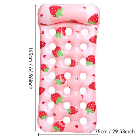 Inflatable Thickened Floating Bed Water Air Lounger, Yellow Lemon, Watermelon Pattern, Strawberry Pattern, Lime Pineapple Pattern, Sequined Starry Blue, Sequined Starry Pink, Sequins Watermelon Pattern, Sequins Strawberry Pattern, Sequins Mermaid      ...