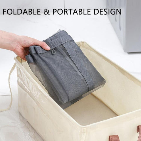 Large Mesh Laundry Basket With Handles Wall-Mounted & Foldable Dirty Clothes Hamper Portable Toy Storage Bag