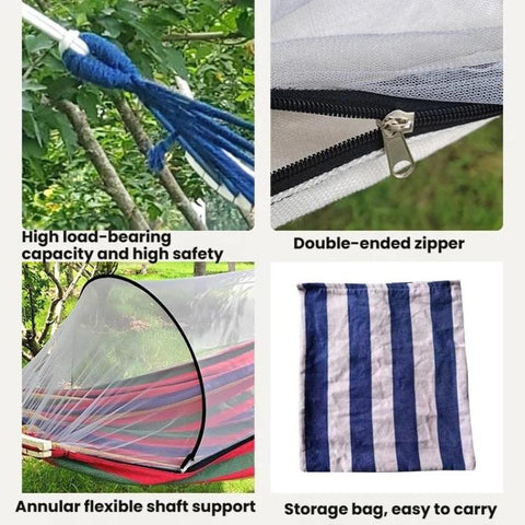 220 x 150cm Anti-rollover Mosquito Net Hammock Thickened Canvas Double Outdoor Swing Chair