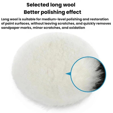 Wool Polishing Wheel Mirror Surface Buffing Stone Seam Car Detailing Waxing Self-Adhesive Pad For Angle Grinder, 3 inch 80mm, 4 inch 100mm, 5 inch 125mm, 6 inch 150mm, 7 inch 180mm