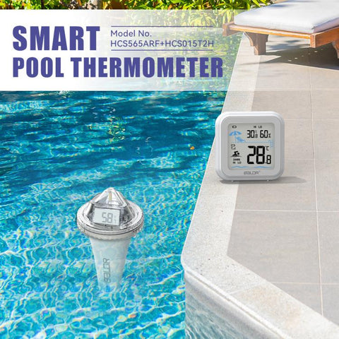 BALDR Wireless Floating Pool Thermometer With Indoor Receiver 360-Degree Triple Screen LCD Display Remote App Control, B0565T