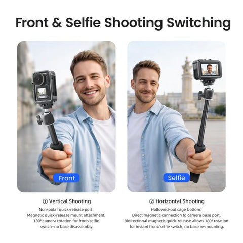 aMagisn PC Material Camera Cage for DJI Action 5 Pro / 4 / 3 with Quick Release Vertical/Horizontal Shoot Support, Cold Shoe Mount & 1/4-inch Thread, Action 5 Pro /4/3 PC Cage