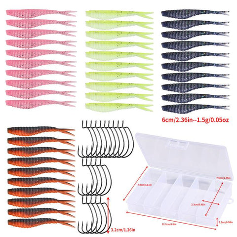 Soft Bait Crankbait Hook Set Split Soft Lure, HENGJIA 60pcs /Box, HENGJIA 65pcs /Box