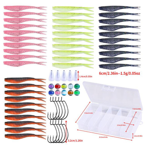 Soft Bait Crankbait Hook Set Split Soft Lure, HENGJIA 60pcs /Box, HENGJIA 65pcs /Box