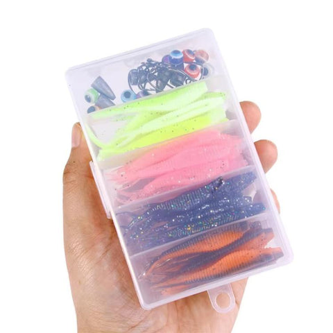 Soft Bait Crankbait Hook Set Split Soft Lure, HENGJIA 60pcs /Box, HENGJIA 65pcs /Box