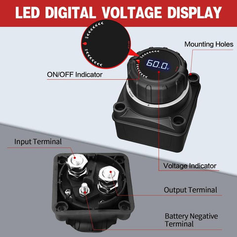 Digital Display Battery Power-off Switch for Yacht and RV Solar Energy Equipment