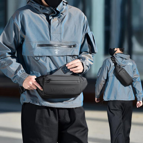WEIXIER Y9581 Mens Sling Bag Waterproof Fanny Pack Crossbody Shoulder Chest Bag