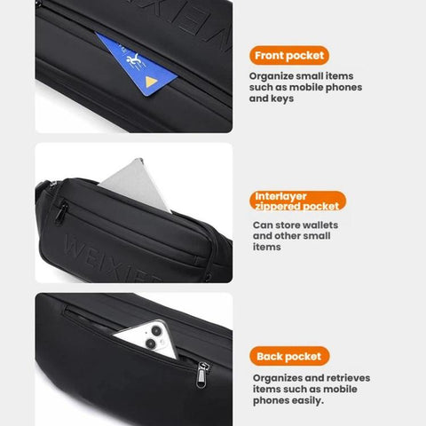 WEIXIER Y9581 Mens Sling Bag Waterproof Fanny Pack Crossbody Shoulder Chest Bag
