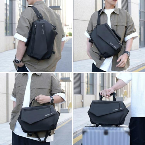 WEIXIER Large Capacity Messenger Bag for Men, Water Resistant Crossbody Shoulder Bag Multi-Pocket Briefcase with Luggage Strap