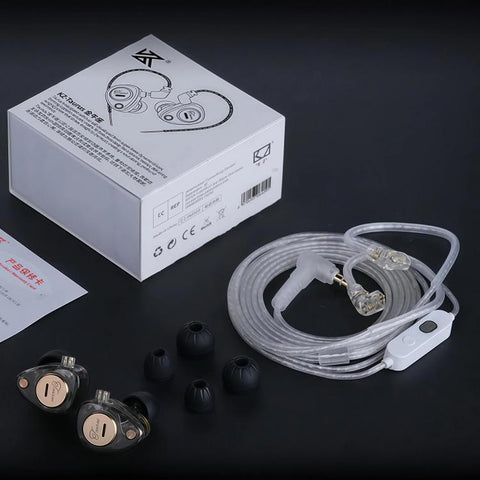 KZ Taurus 3.5mm Horizontal Dual Dynamic Driver Structure HiFi Quality 1.2m Wired Earphone, Transparent Standard, Transparent With Mic, Transparent Black, Transparent Black With Mic, White Standard, White With Mic