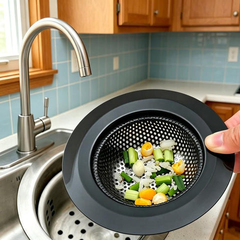LsCook 11.5 cm Wide-Rim Stainless Steel Sink Strainer Metal Food Residue Filter Tool