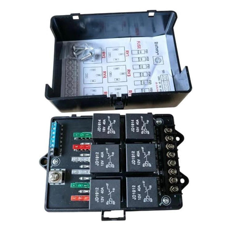 12V Universal Car Fuse Box 6-Way Relay Fuse Box With LED Indicator Light, 6-Way With LED Light