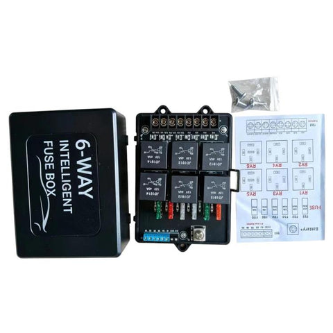 12V Universal Car Fuse Box 6-Way Relay Fuse Box With LED Indicator Light, 6-Way With LED Light