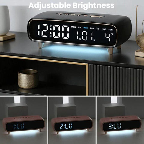 LED Digital Alarm Clock With Night Light, Date/Weekday/Temperature, 2 Alarms, Countdown Timer, 3 Brightness Levels, USB Output Port