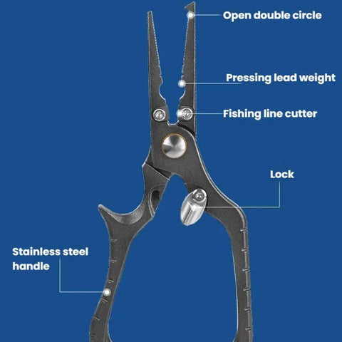 Stainless Steel Lure Pliers Multi-Function Fishing Pliers Hook Remover, Solid Handle
