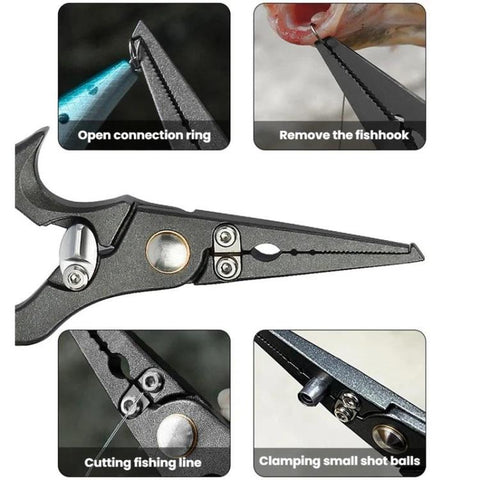 Stainless Steel Lure Pliers Multi-Function Fishing Pliers Hook Remover, Solid Handle