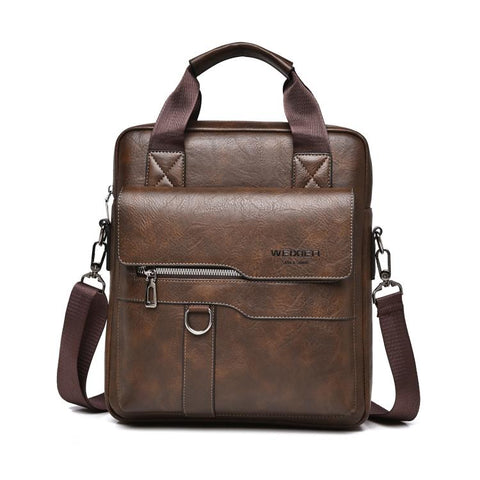 WEIXIER T666 Mens Vertical Messenger Bag PU Leather Crossbody Shoulder Bag Business Briefcase for Work Travel