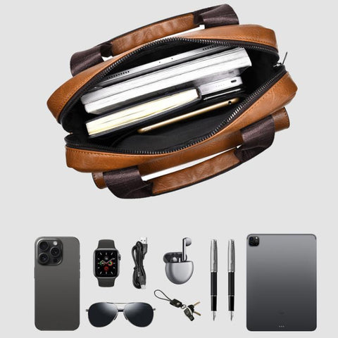 WEIXIER T666 Mens Vertical Messenger Bag PU Leather Crossbody Shoulder Bag Business Briefcase for Work Travel