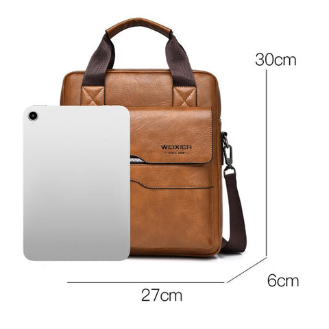 WEIXIER T666 Mens Vertical Messenger Bag PU Leather Crossbody Shoulder Bag Business Briefcase for Work Travel