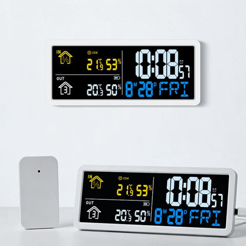 Digital Wall Clock with Wireless Outdoor Sensor Indoor Outdoor Temperature and Humidity Monitor