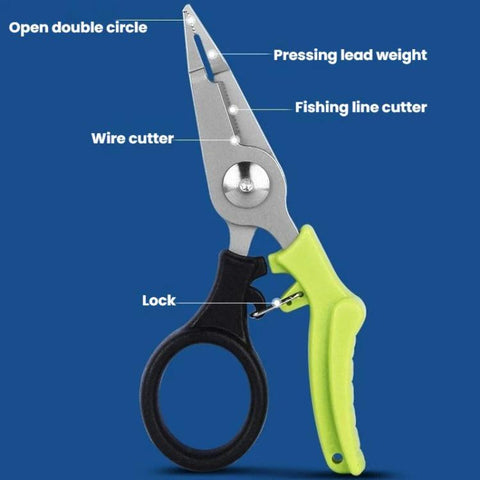 Multifunctional Fishing Scissors Mini Portable Lure Pliers, Black Green