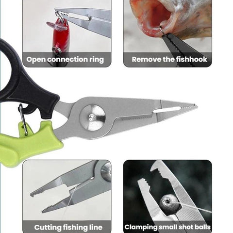 Multifunctional Fishing Scissors Mini Portable Lure Pliers, Black Green