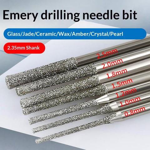 Carborundum Drill Bit Jade Emerald Agate Drill Bit Extended Diamond Grinding Bit, 0.8mm, 1.0mm, 1.2mm, 1.5mm, 1.8mm, 2.0mm, 2.5mm