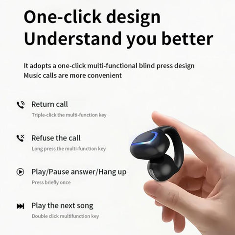 GD30 Single Ear Earring Style Bluetooth Earphone IPX3 Waterproof Clear Noise Reduction Earphone