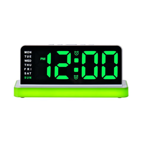 Large Display LED Digital Alarm Clock Mirror Desktop Clock with Atmosphere Night Light, Adjustable Brightness