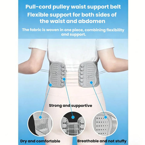 Adjustable Breathable Mesh Lumbar Support Belt With Double Pulleys, S, M, L, XL