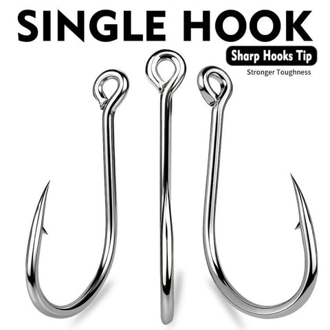 PROBEROS 20pcs /Box High Carbon Steel Single Fish Hooks High-Penetration Needle Point Ringed Eye Hooks, No. 1, No. 1/0, No. 2/0, No. 3/0, No. 4/0, No. 5/0